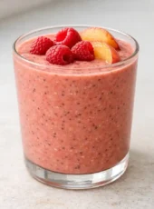 Raspberry Peach Chia Seed Smoothie (Quick & Filling)