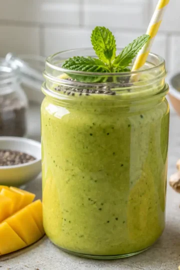 anti-inflammatory breakfast smoothie in a glass jar